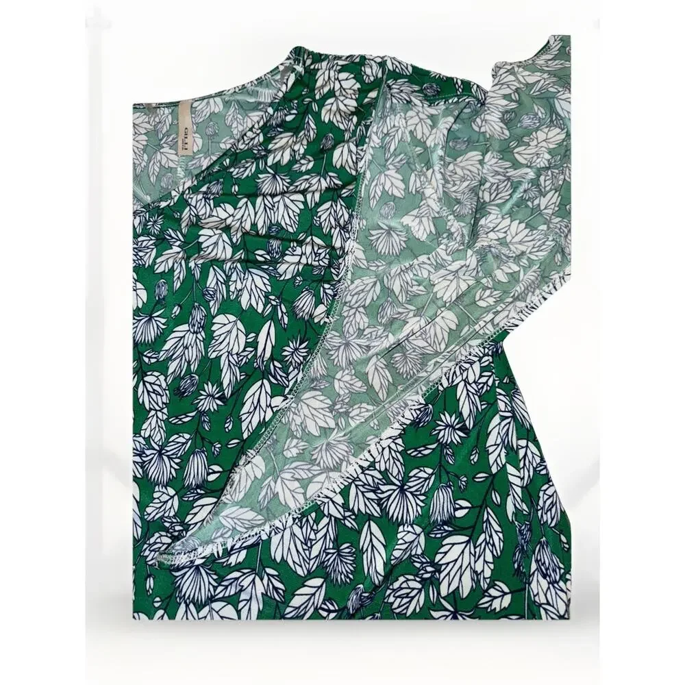 Gilli Dress Green Leaves Floral Size 3x Tied Sleeves Summer Beach Casual Dress - Picture 5 of 7